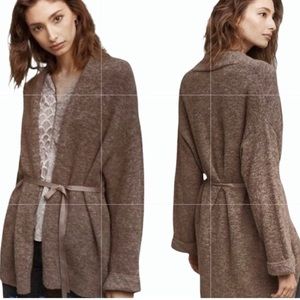 Anthropologie Moth Vallon Ribbon Tie Brown Cardigan L
